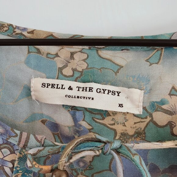 Spell & the Gypsy Free People Amethyst Maxi Boho Gown Turquoise Boho Dress XS - Picture 14 of 16